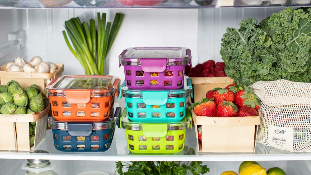 A fridge full of fresh fruits and vegetables